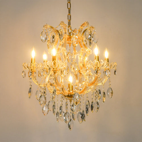 Monte Carlo 7-Light Crystal Chandelier Gold