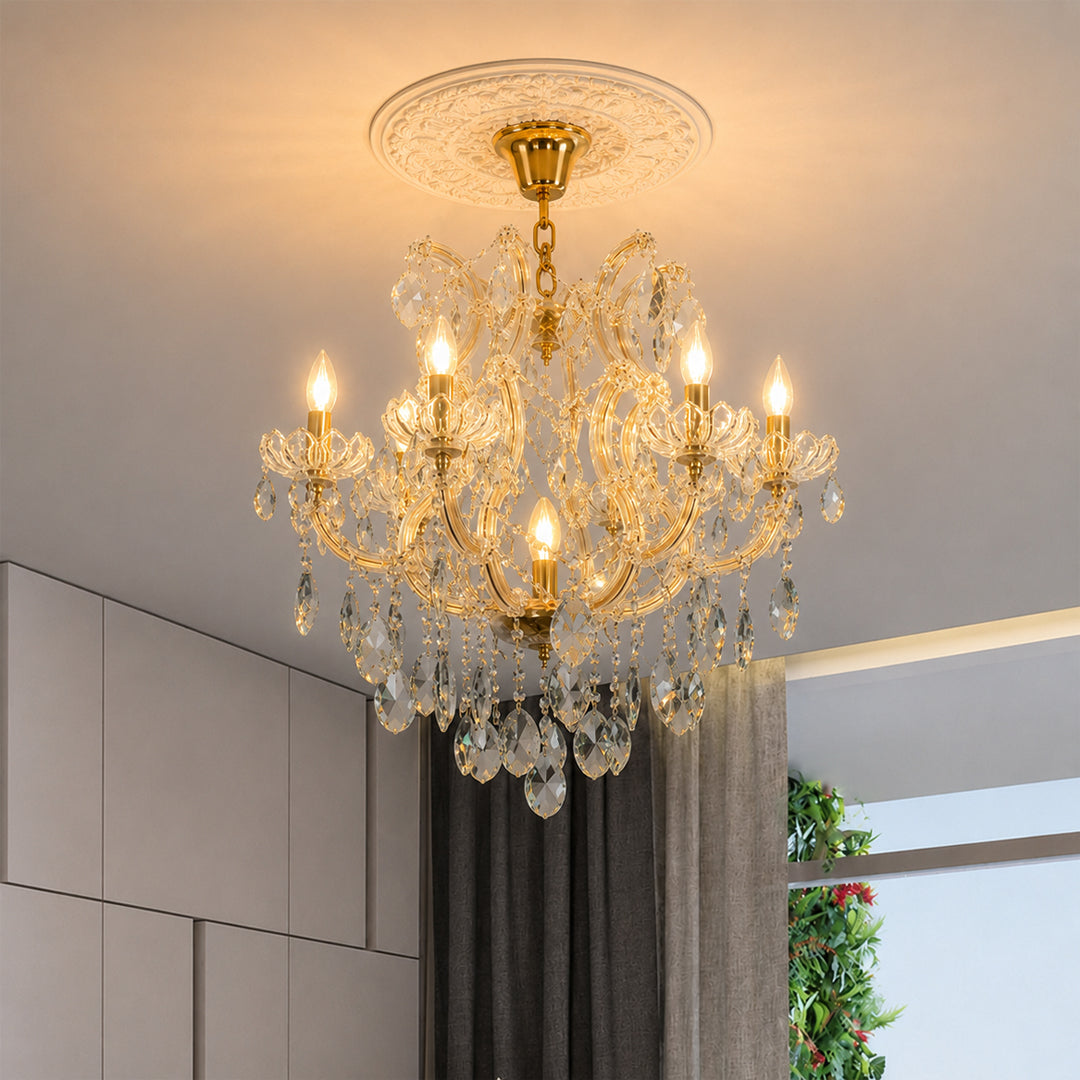 Monte Carlo 7-Light Crystal Chandelier Gold