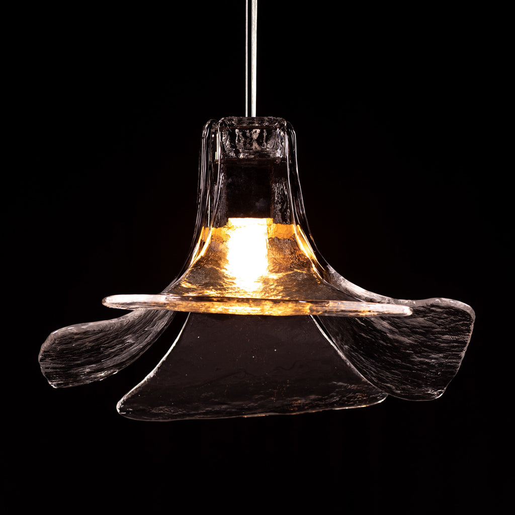 White Teak Sundream Chrome Clear Glass Pendant Light
