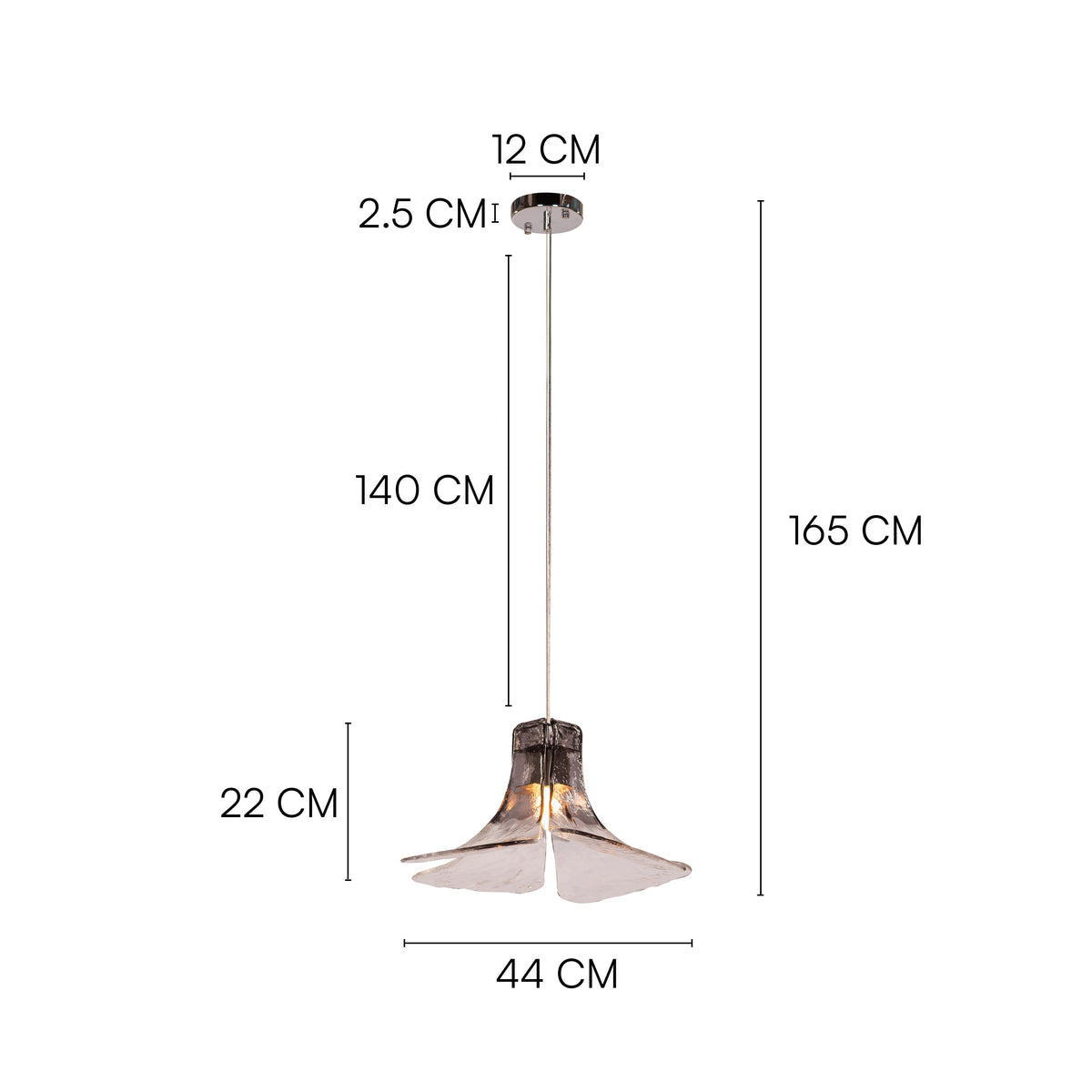 White Teak Sundream Chrome Clear Glass Pendant Light