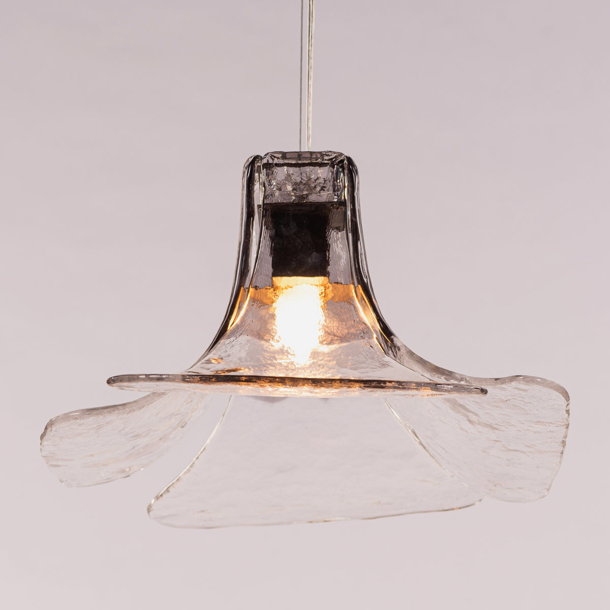 White Teak Sundream Chrome Clear Glass Pendant Light