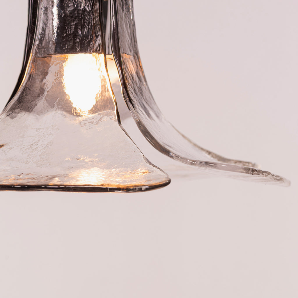 White Teak Sundream Chrome Clear Glass Pendant Light