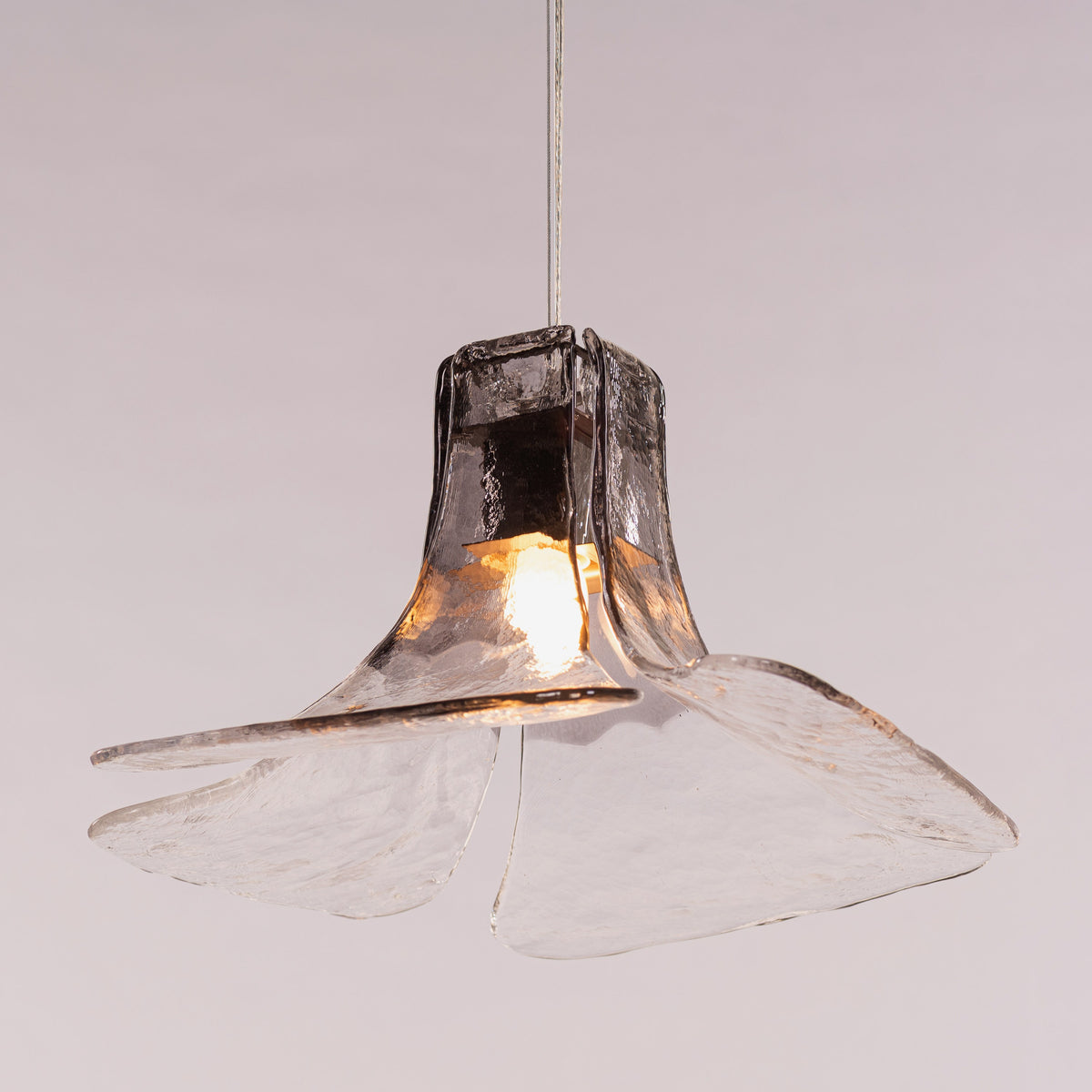 White Teak Sundream Chrome Clear Glass Pendant Light