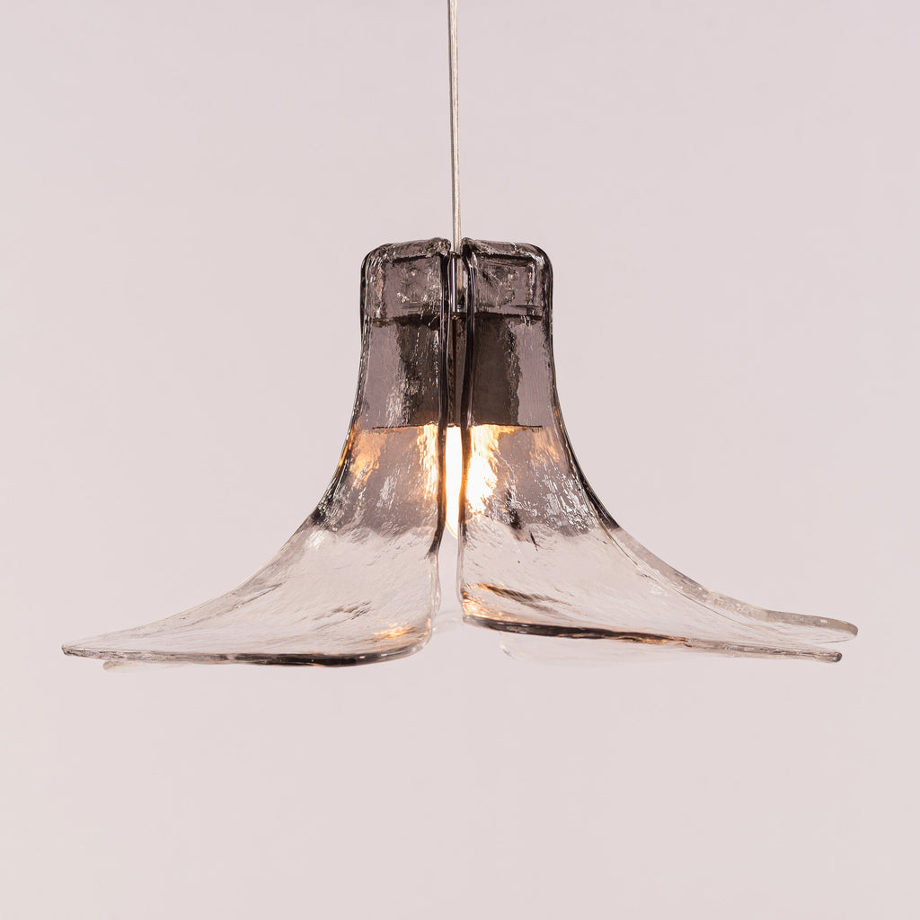 White Teak Sundream Chrome Clear Glass Pendant Light