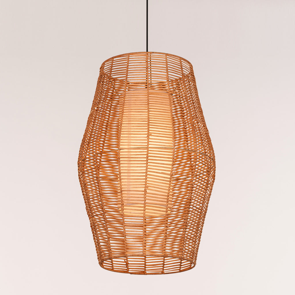 White Teak Sunlight Shore Beige Rattan Pendant Light