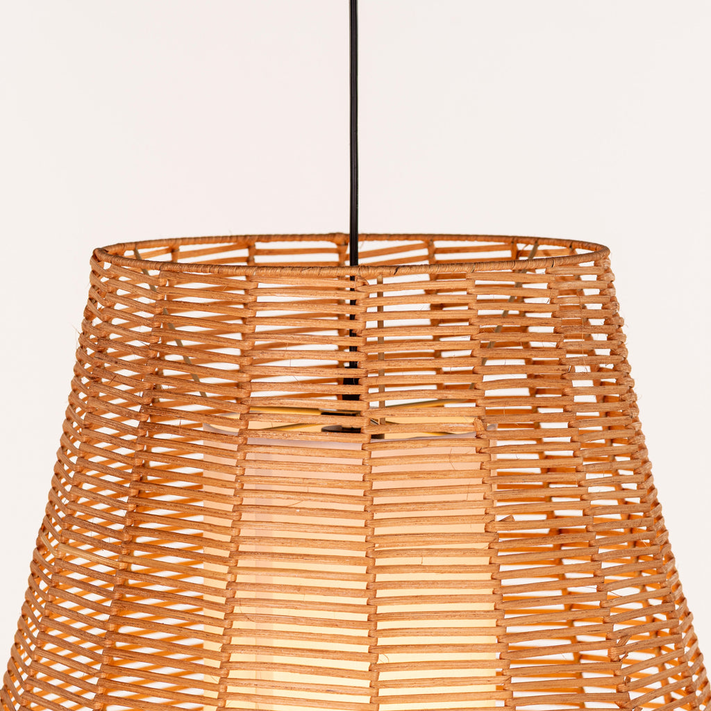 White Teak Sunlight Shore Beige Rattan Pendant Light