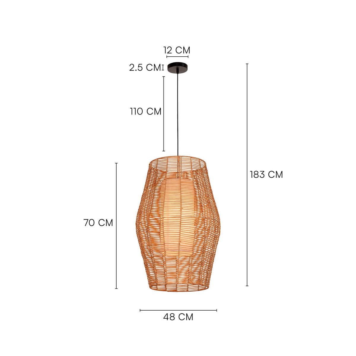 White Teak Sunlight Shore Beige Rattan Pendant Light