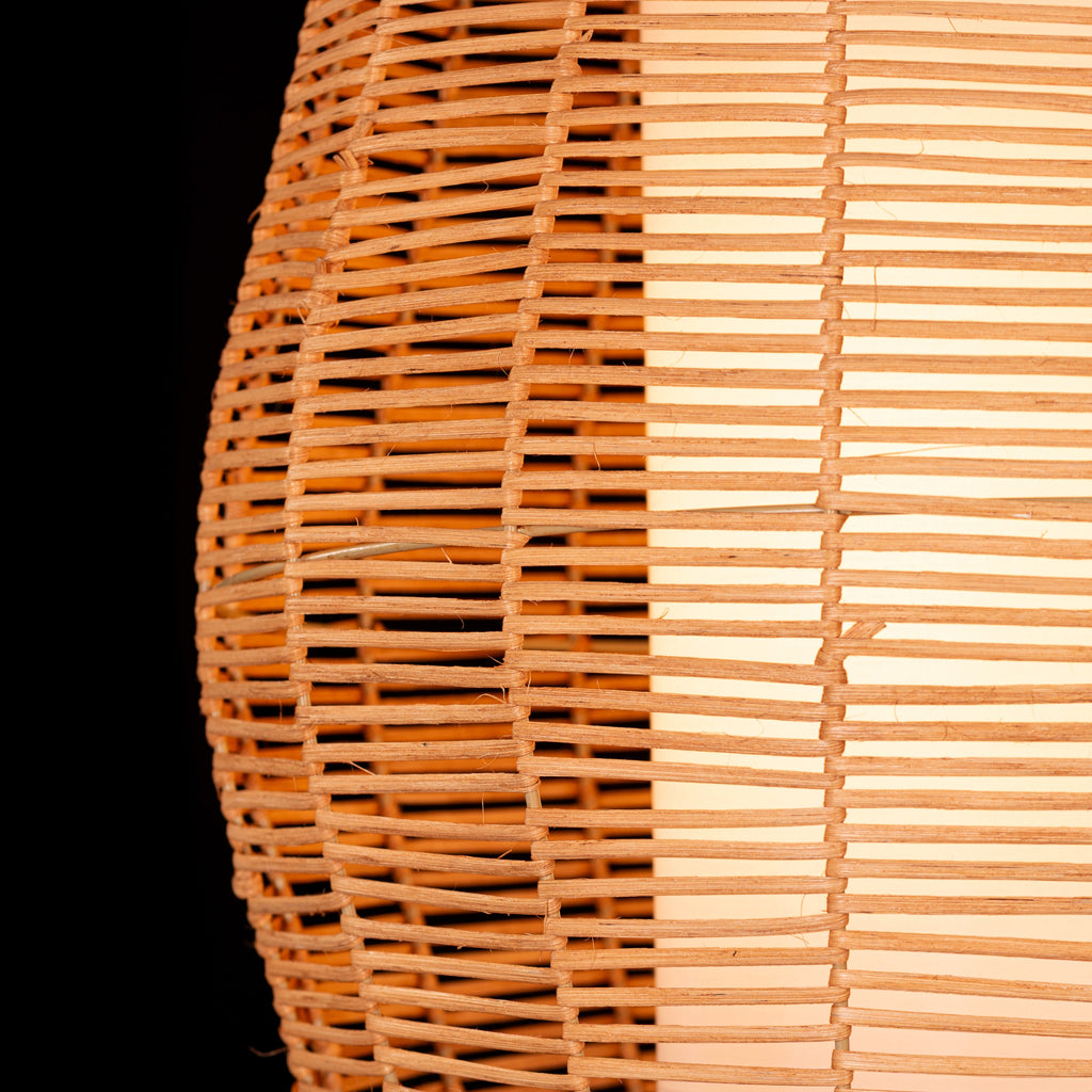 White Teak Sunlight Shore Beige Rattan Pendant Light