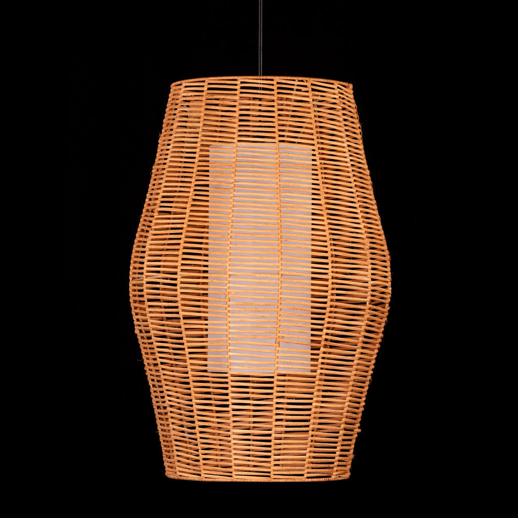 White Teak Sunlight Shore Beige Rattan Pendant Light