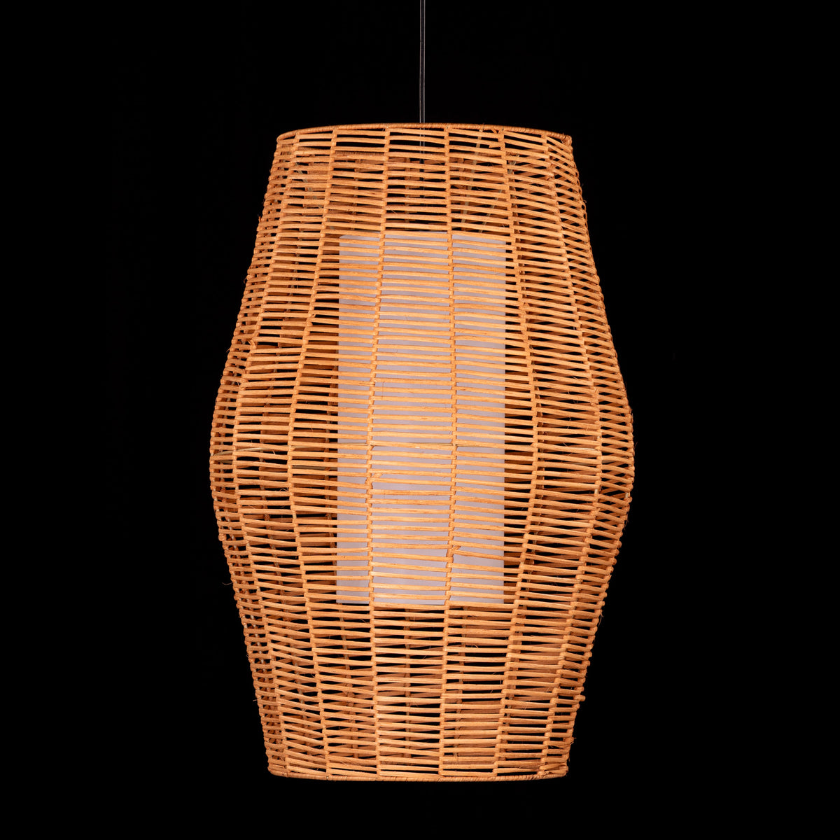 White Teak Sunlight Shore Beige Rattan Pendant Light