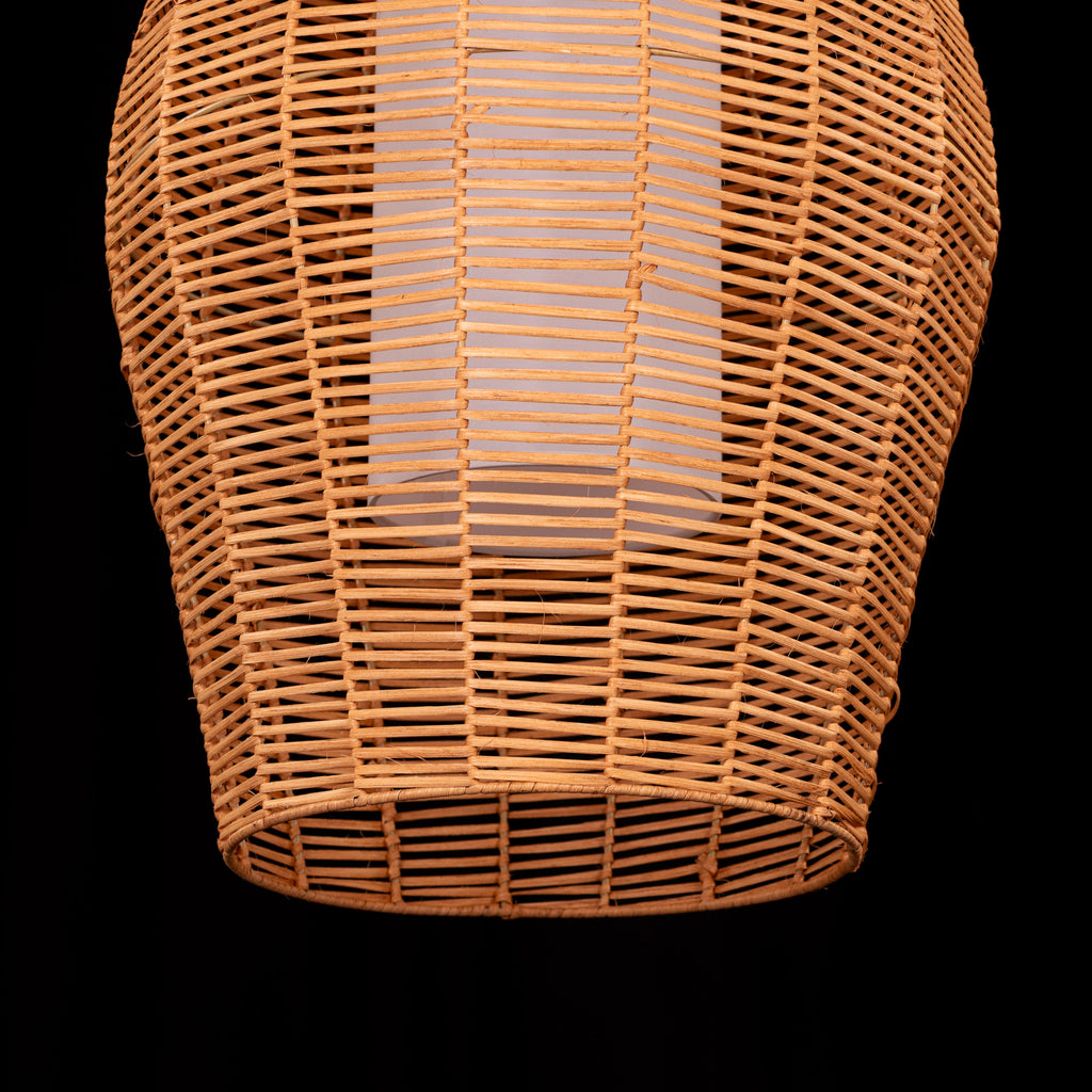 White Teak Sunlight Shore Beige Rattan Pendant Light