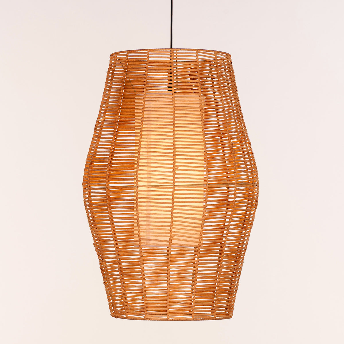 White Teak Sunlight Shore Beige Rattan Pendant Light