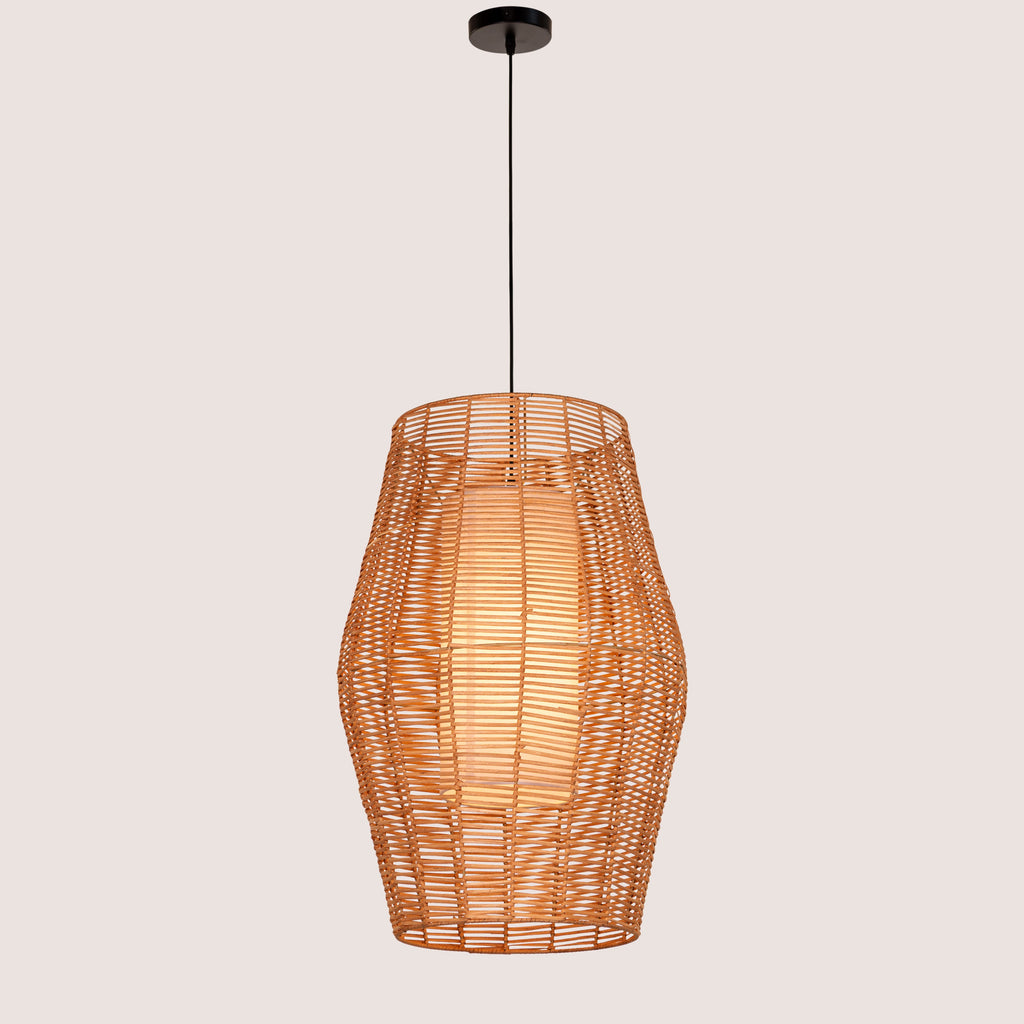 White Teak Sunlight Shore Beige Rattan Pendant Light