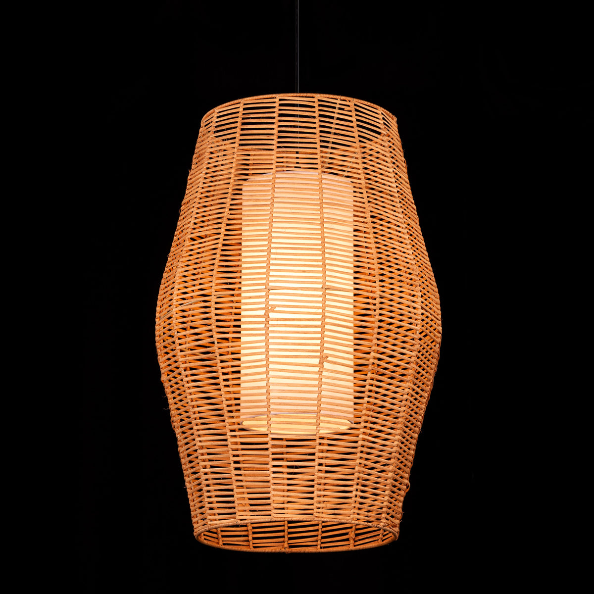 White Teak Sunlight Shore Beige Rattan Pendant Light
