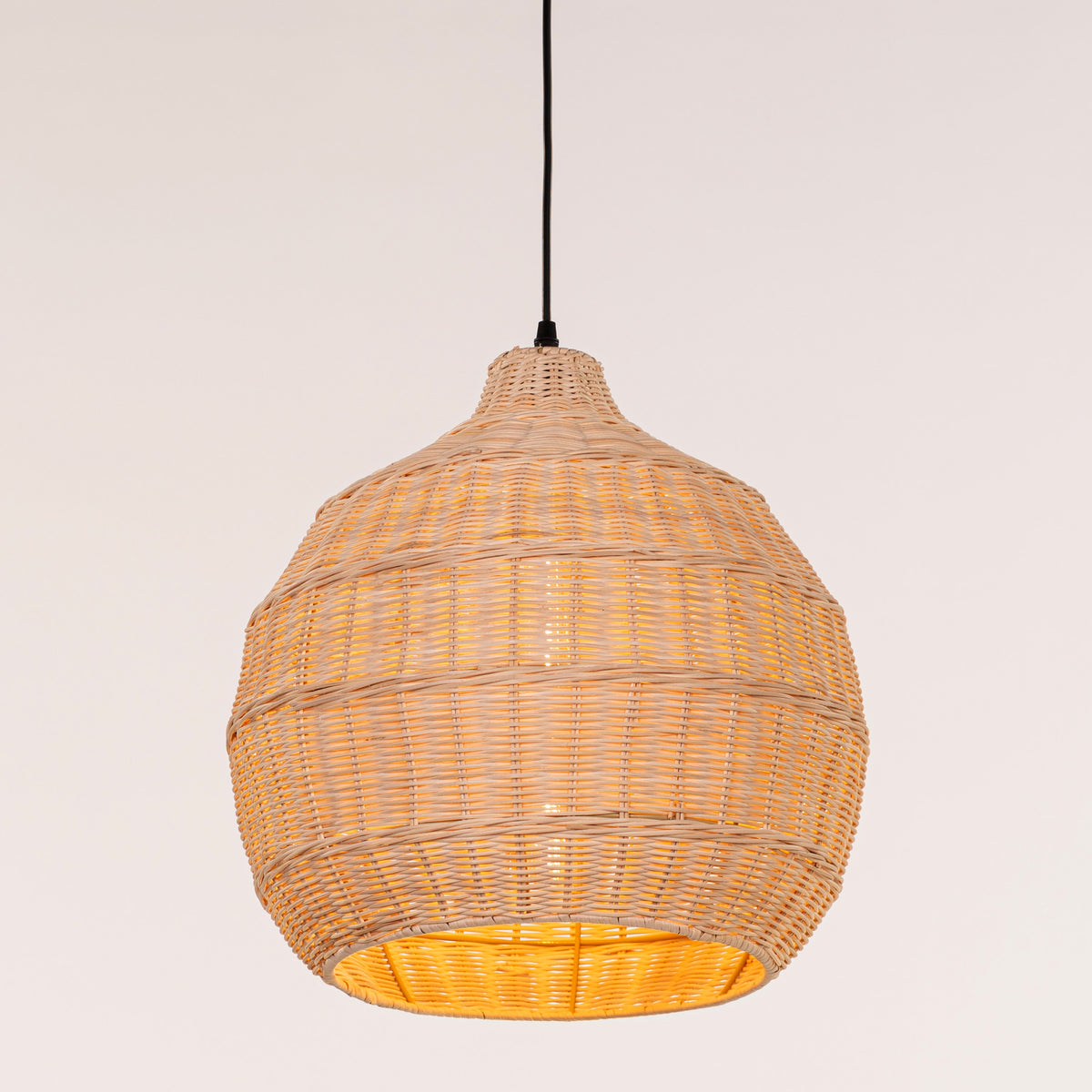 White Teak Bayfront Basket Beige Rattan Pendant Light