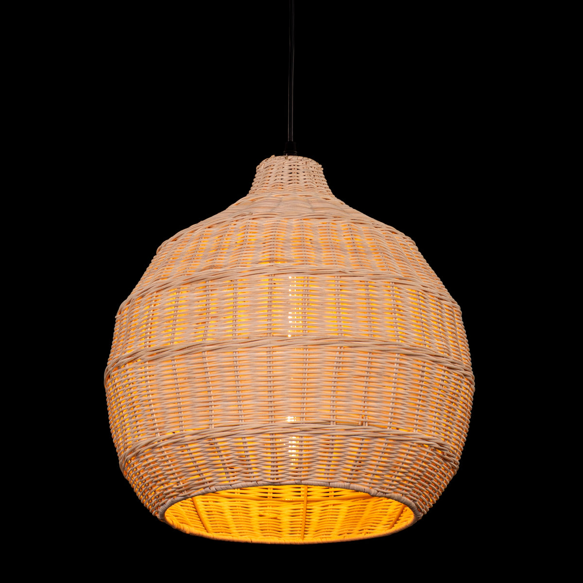 White Teak Bayfront Basket Beige Rattan Pendant Light