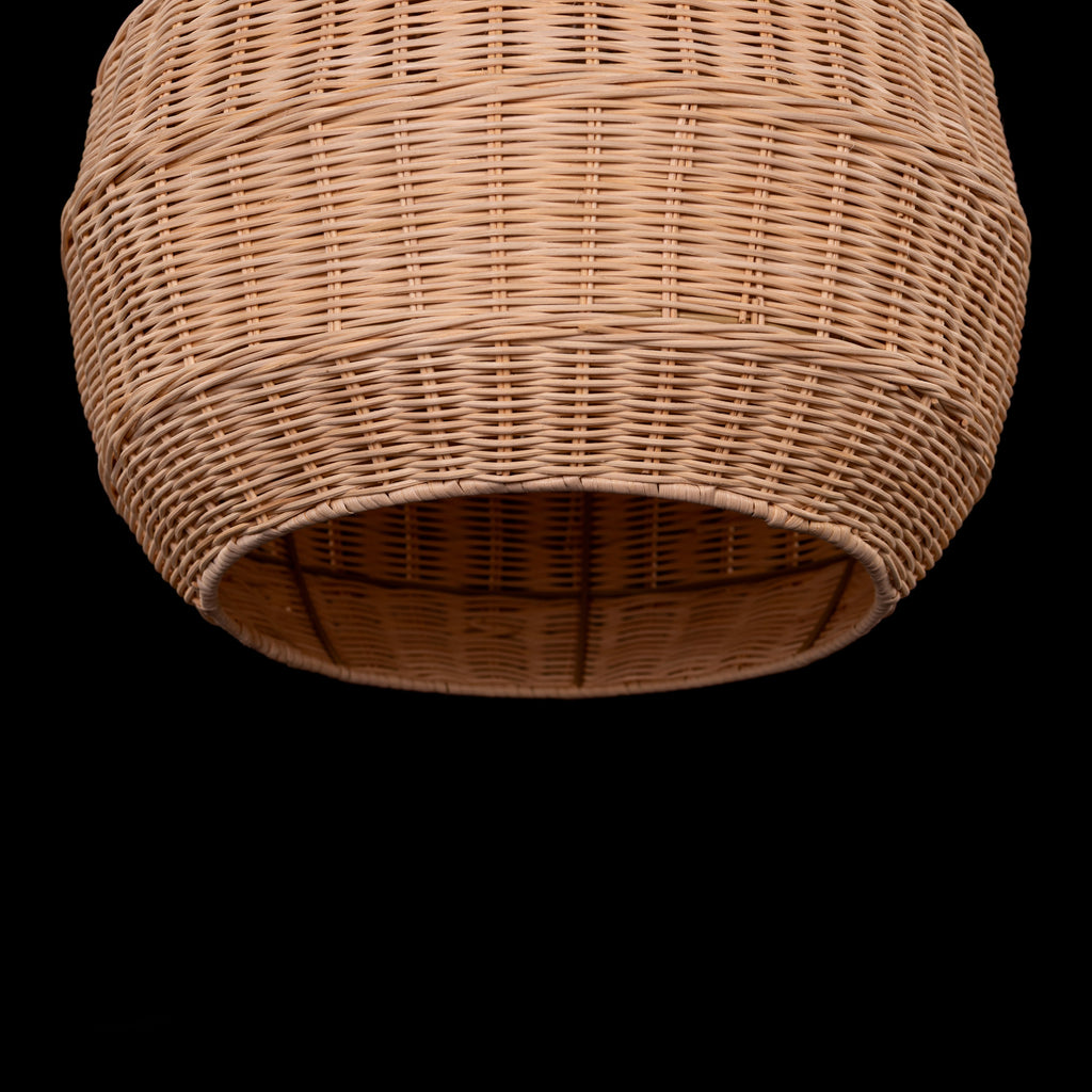 White Teak Bayfront Basket Beige Rattan Pendant Light