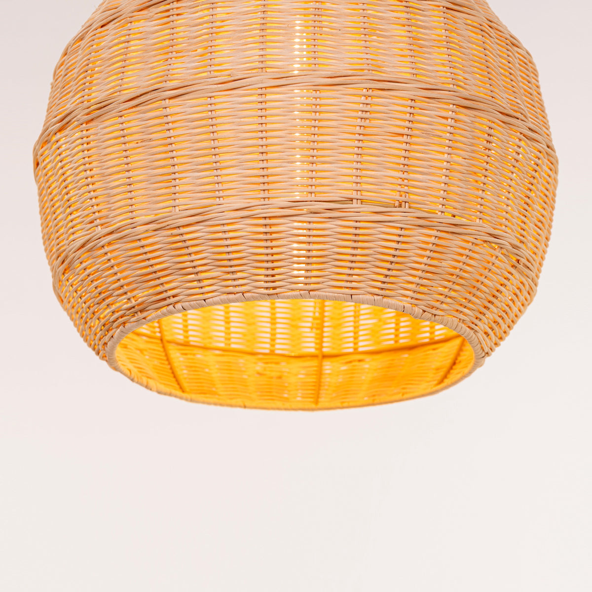 White Teak Bayfront Basket Beige Rattan Pendant Light
