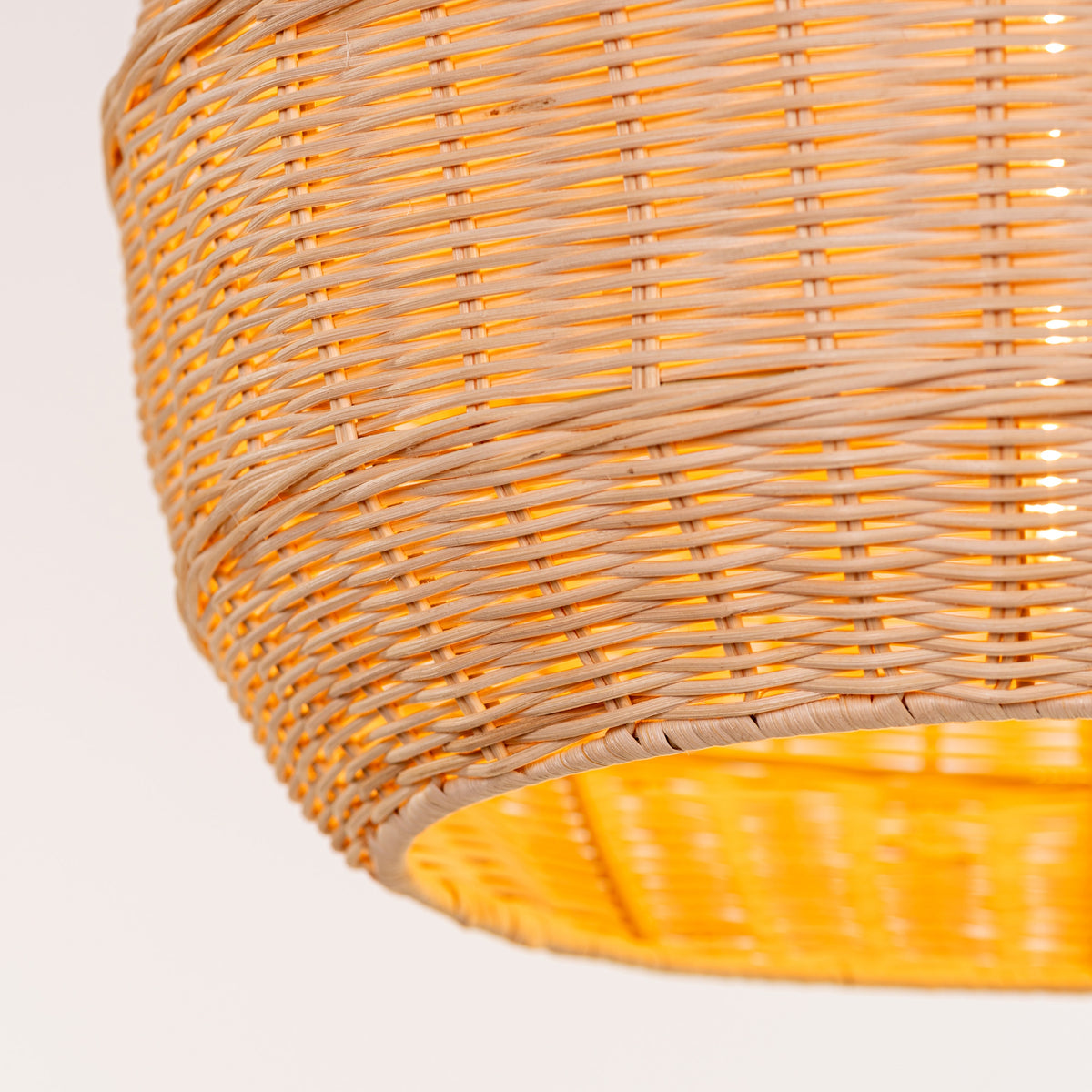 White Teak Bayfront Basket Beige Rattan Pendant Light
