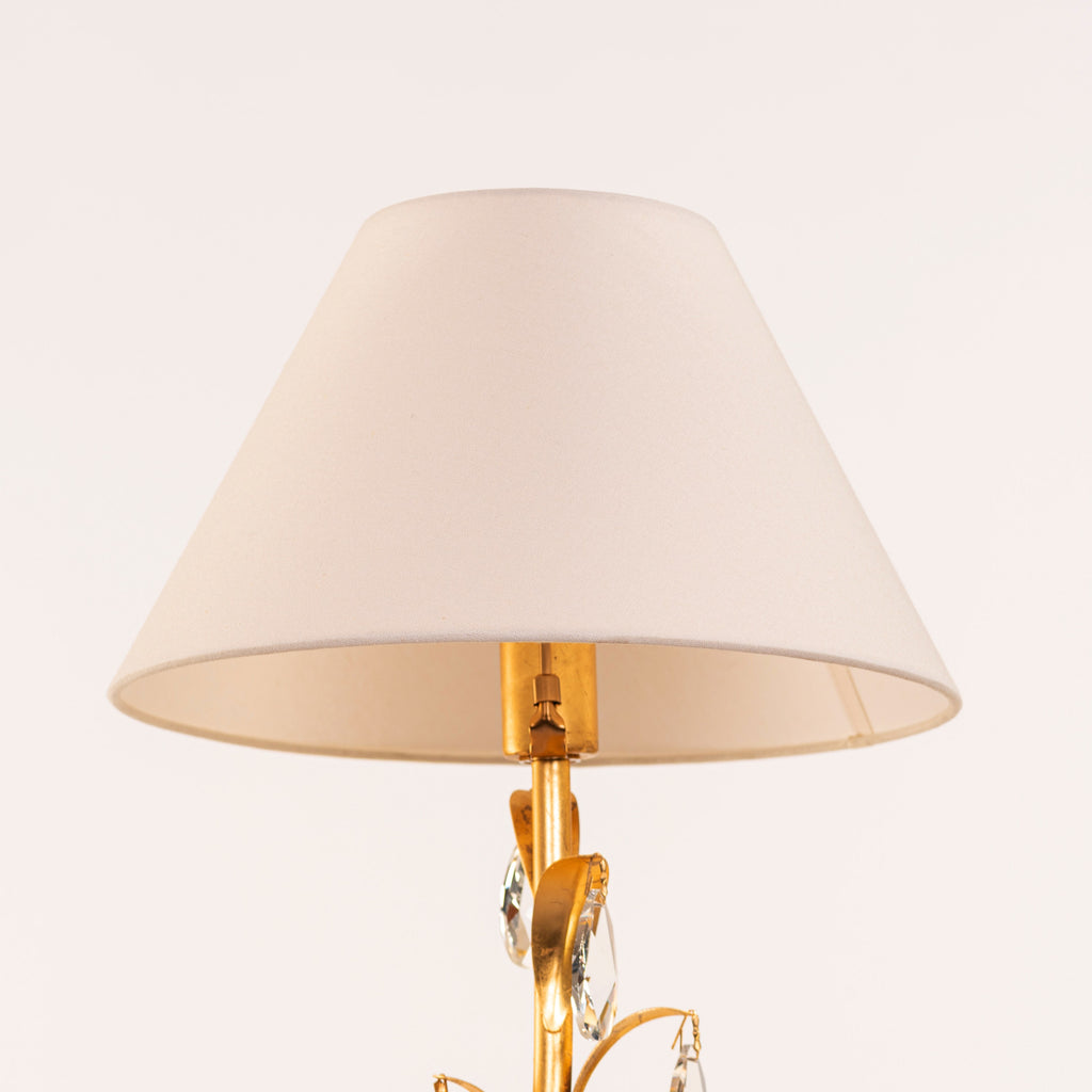 White Teak Elowen Marble Table Lamp Gold and White