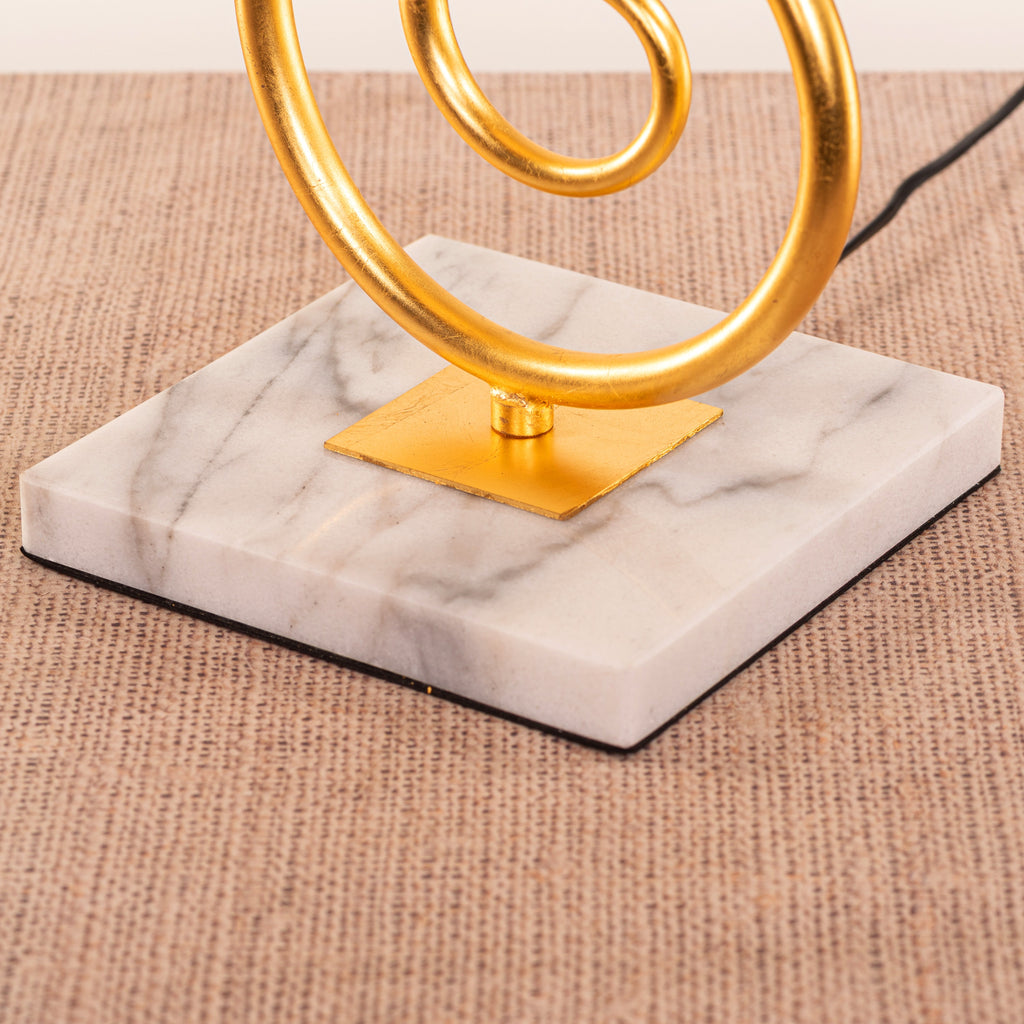 White Teak Elowen Marble Table Lamp Gold and White
