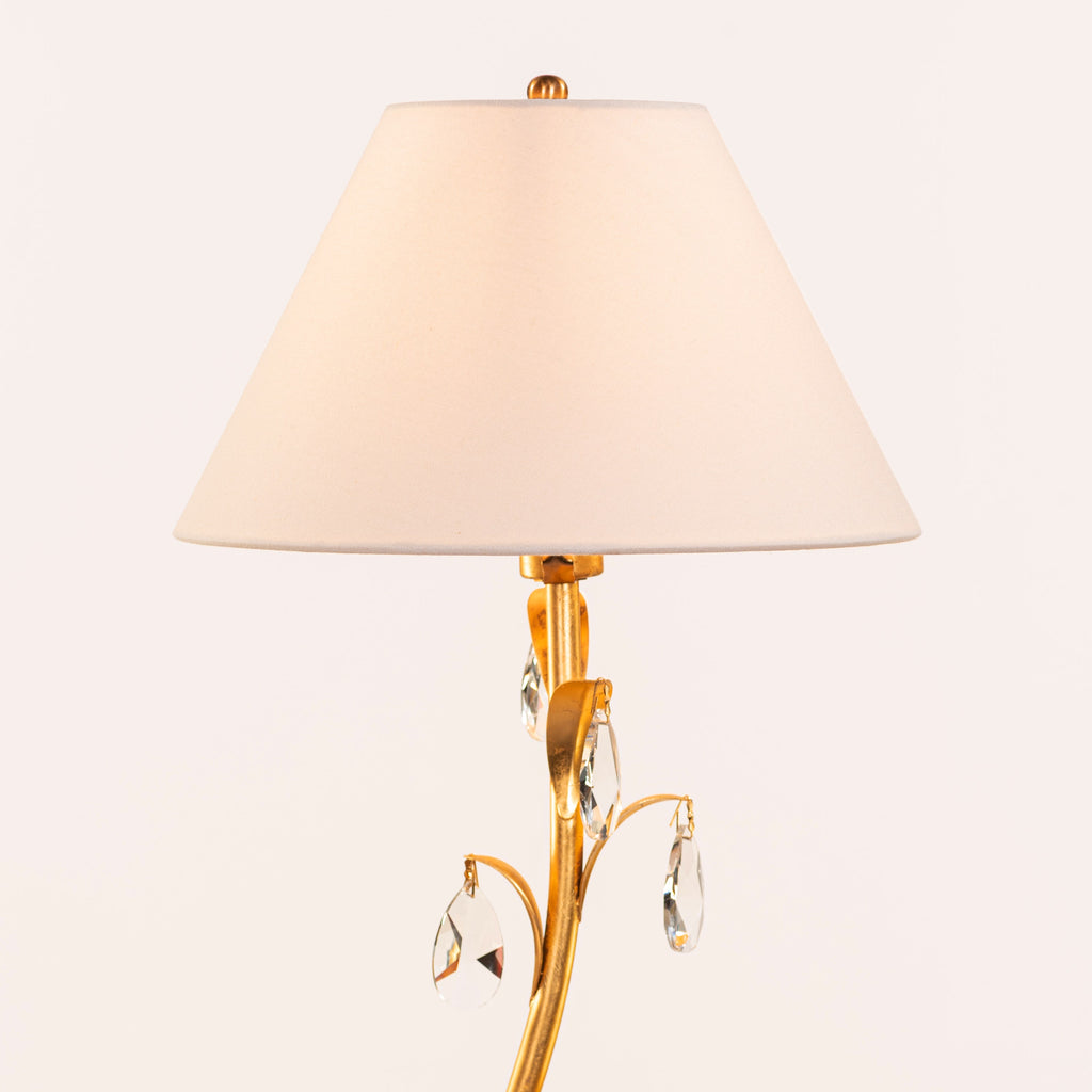 White Teak Elowen Marble Table Lamp Gold and White