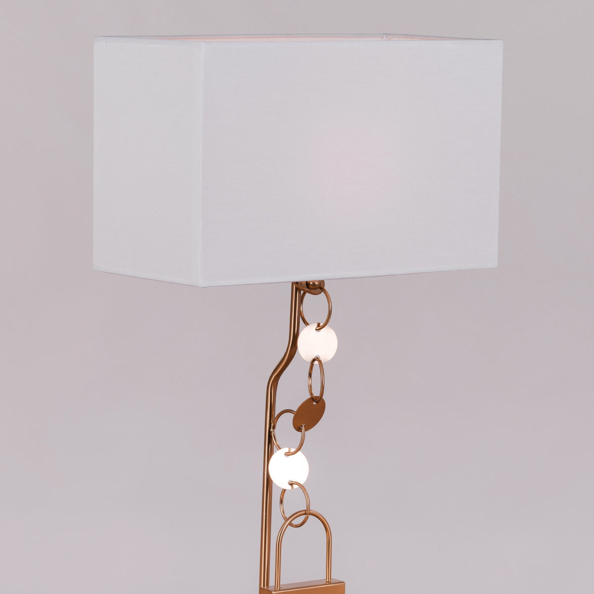 White Teak Afterglow Metal Table Lamp Gold and Beige