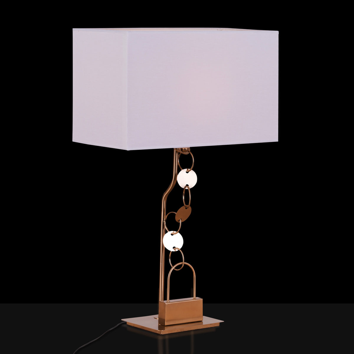White Teak Afterglow Metal Table Lamp Gold and Beige