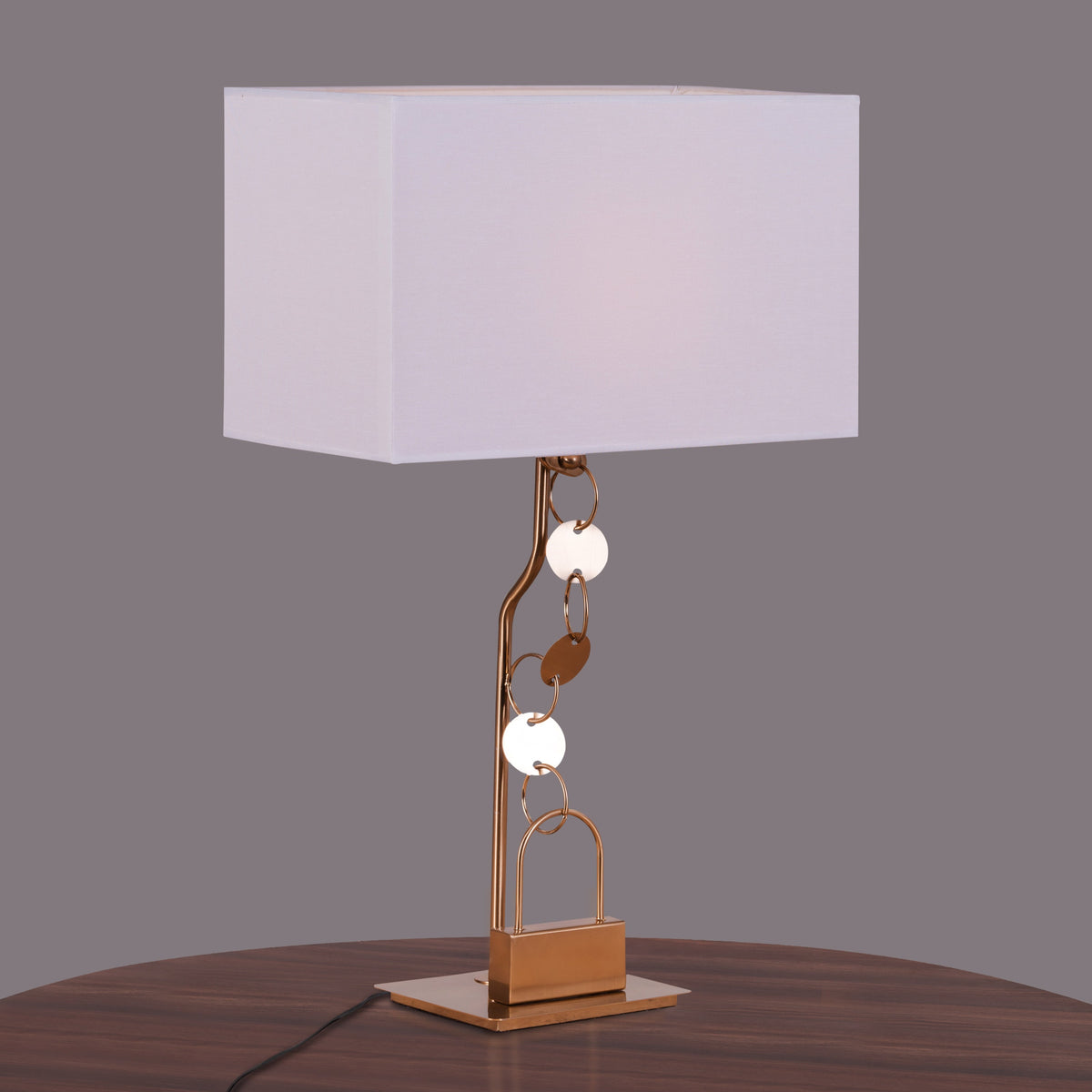 White Teak Afterglow Metal Table Lamp Gold and Beige