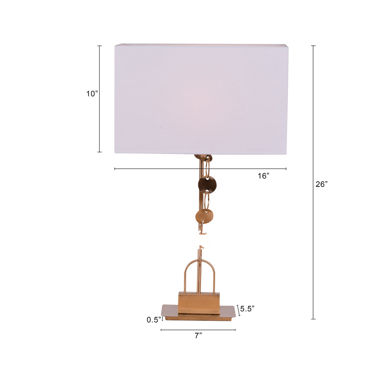 White Teak Afterglow Metal Table Lamp Gold and Beige