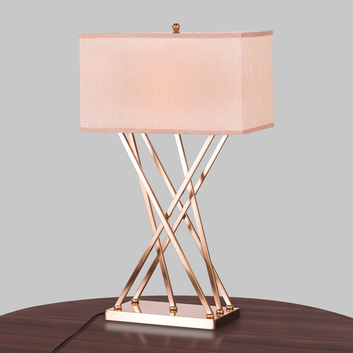 White Teak Cross Your Heart Table Lamp Gold and Off-White
