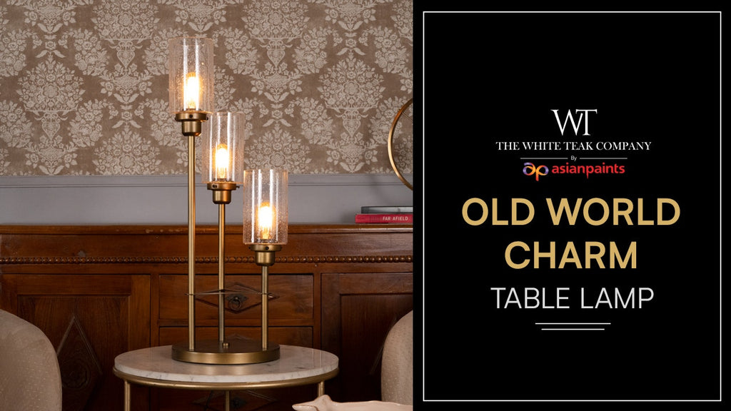 White Teak Old World Charm Table Lamp Bronze Gold