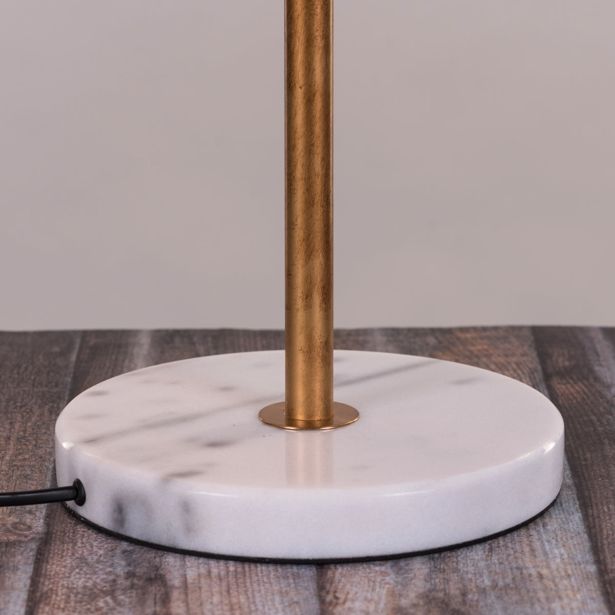 White Teak Effortless Marble Table Lamp Antique Gold and White