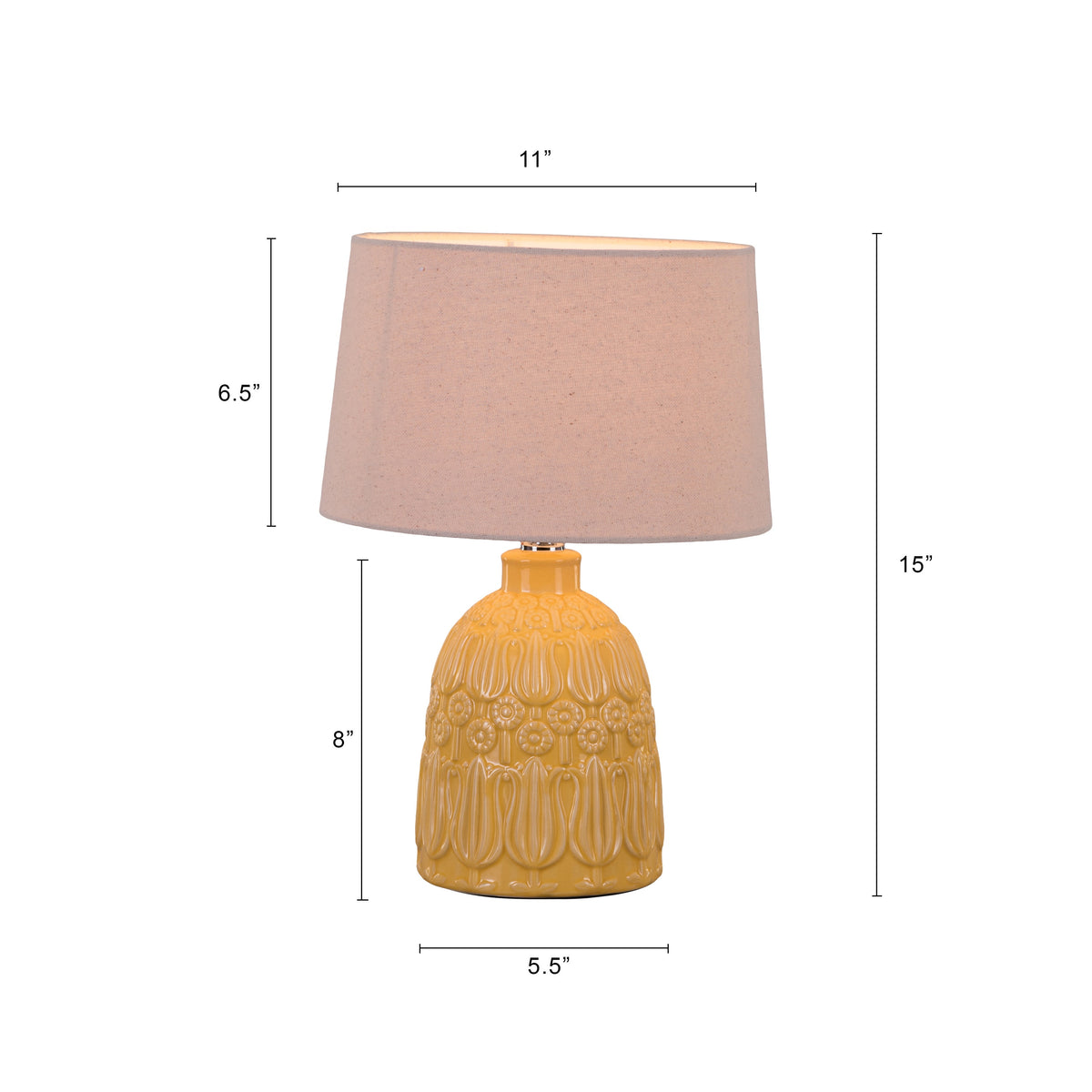 White Teak Come September Ceramic Table Lamp Yellow and Beige