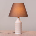 White Teak Tan Bran Ceramic Table Lamp Brown and Beige