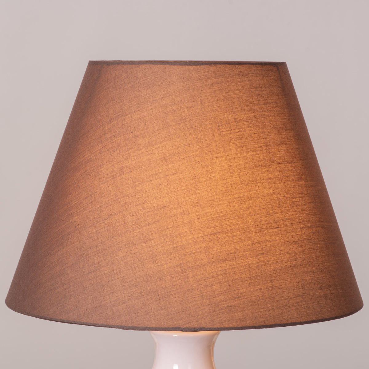 White Teak Tan Bran Ceramic Table Lamp Brown and Beige
