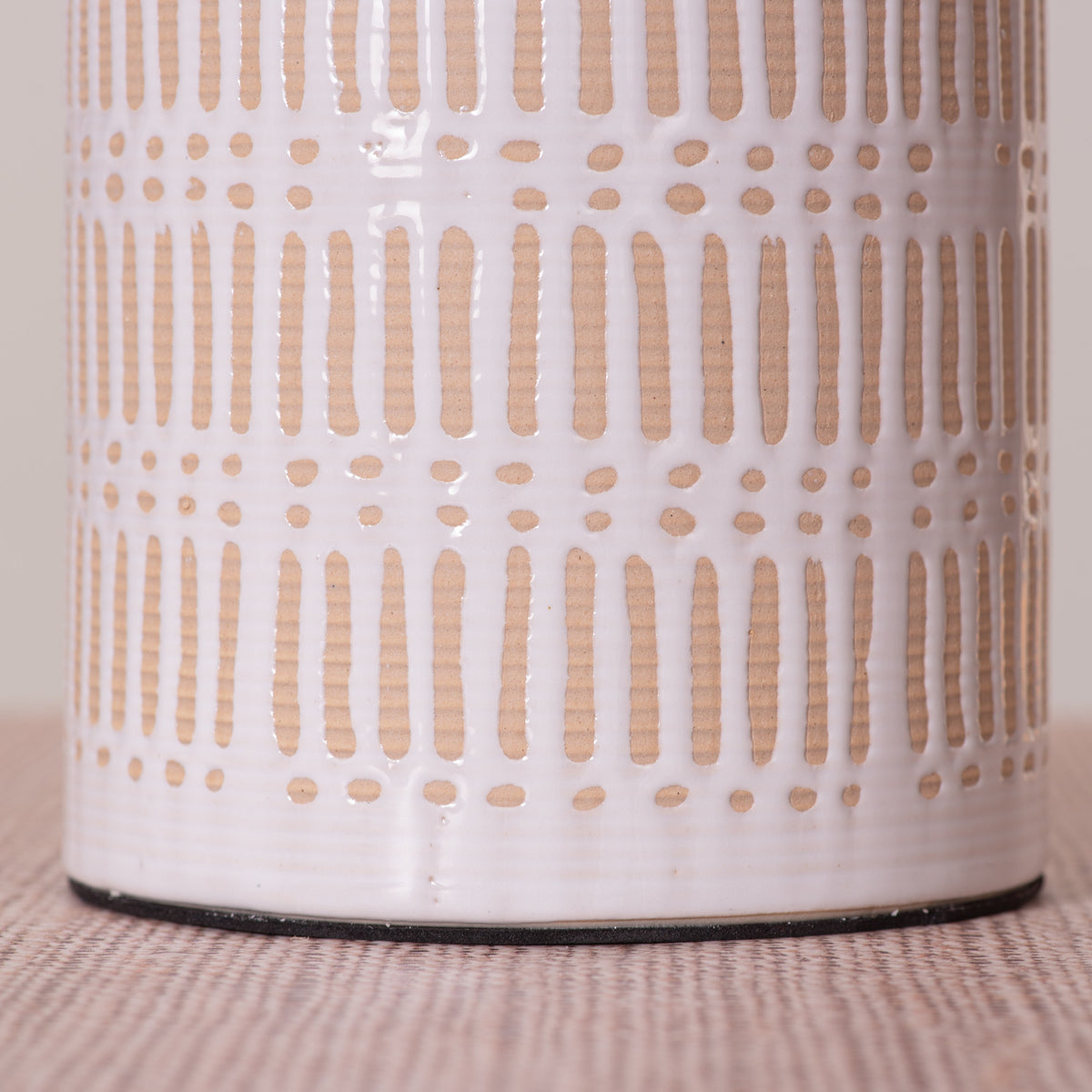 White Teak Tan Bran Ceramic Table Lamp Brown and Beige