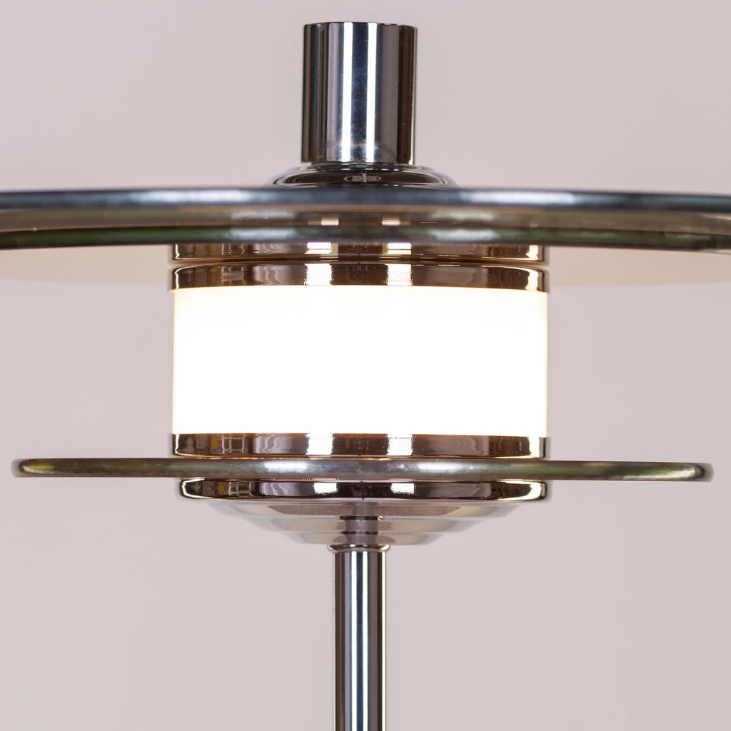 White Teak When It Counts Marble Table Lamp Chrome and Amber