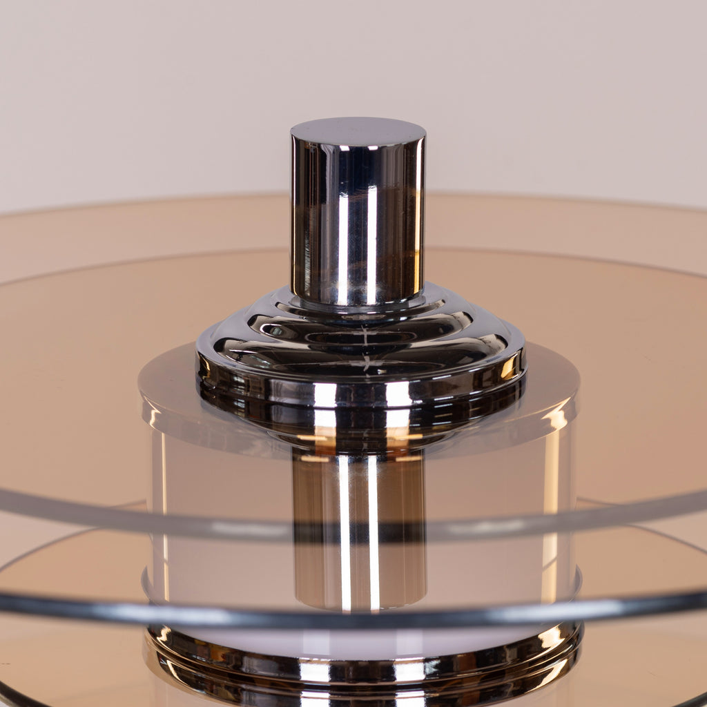 White Teak When It Counts Marble Table Lamp Chrome and Amber