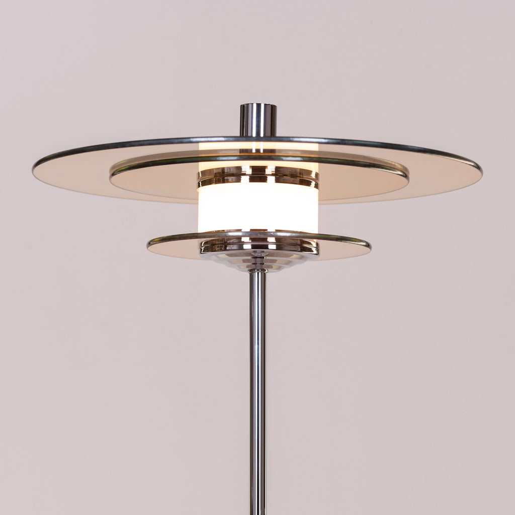 White Teak When It Counts Marble Table Lamp Chrome and Amber