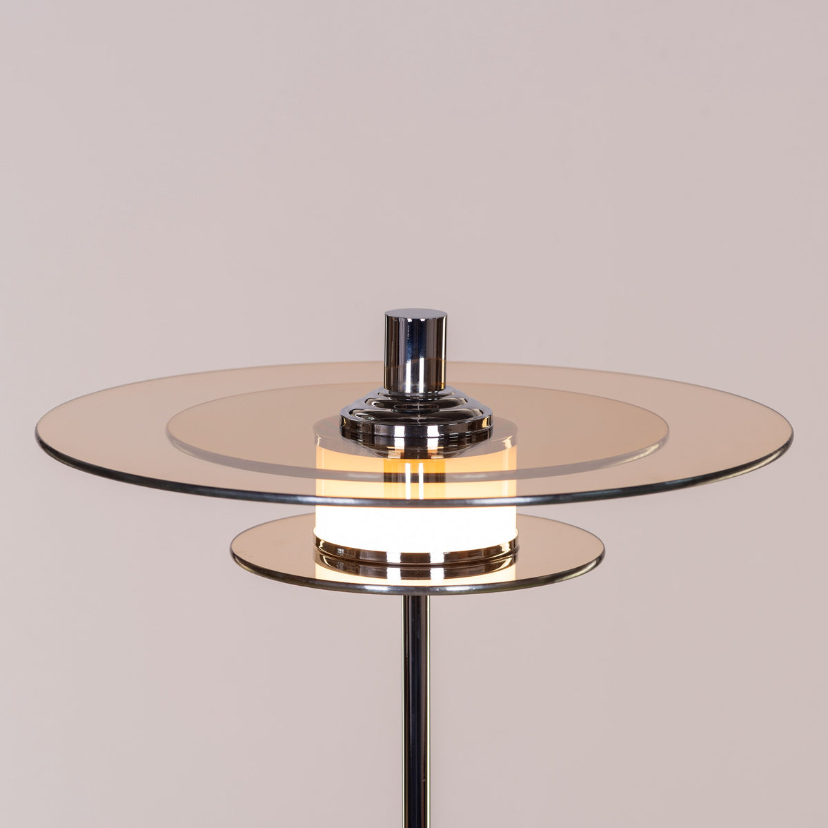 White Teak When It Counts Marble Table Lamp Chrome and Amber