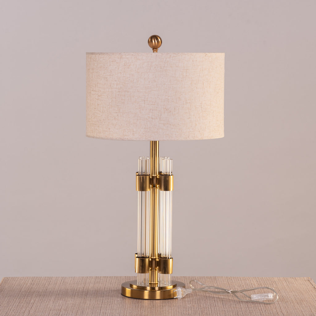 White Teak Shine Bright Table Lamp Gold and Brown