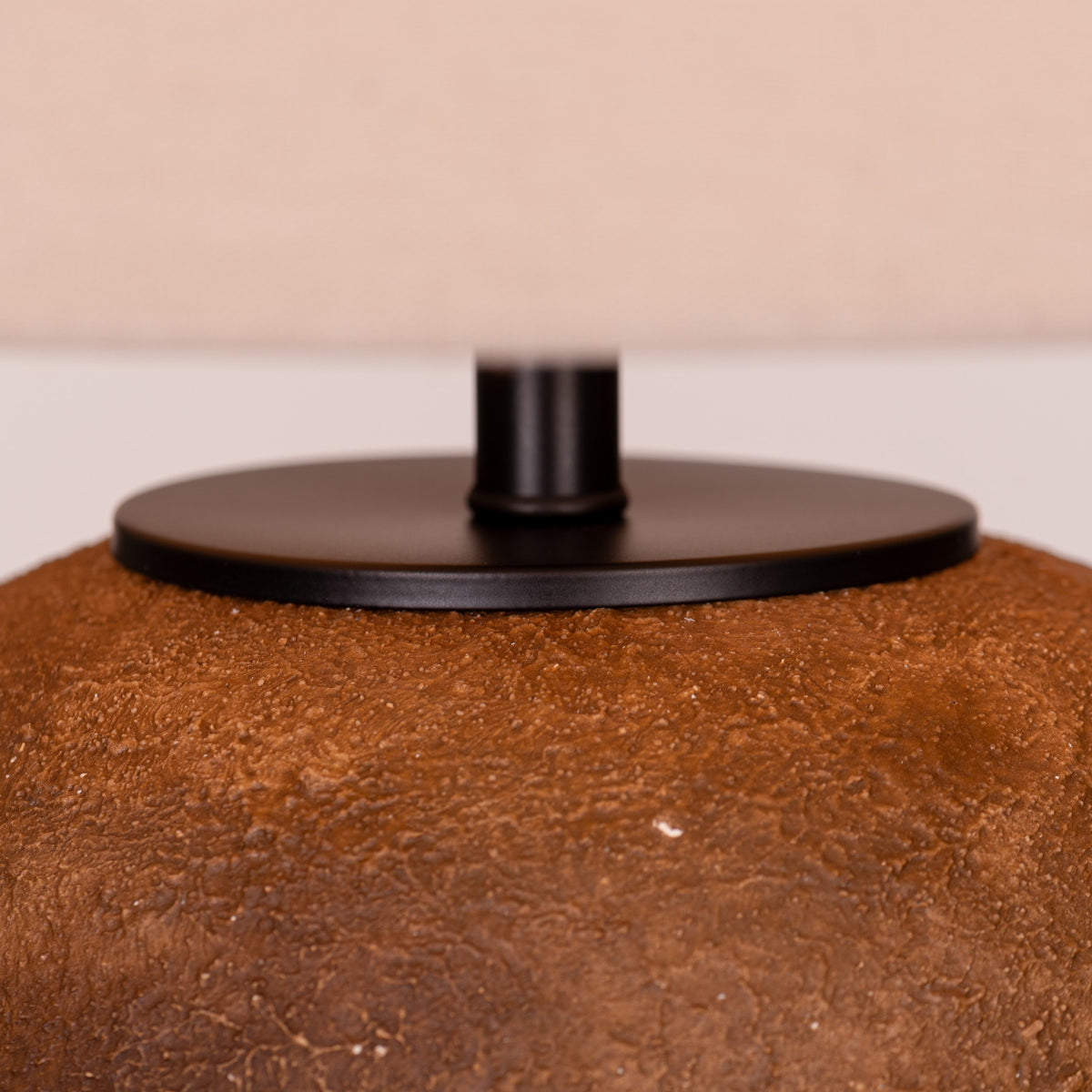 White Teak Haku Ceramic Table Lamp Brown Black and Off-White