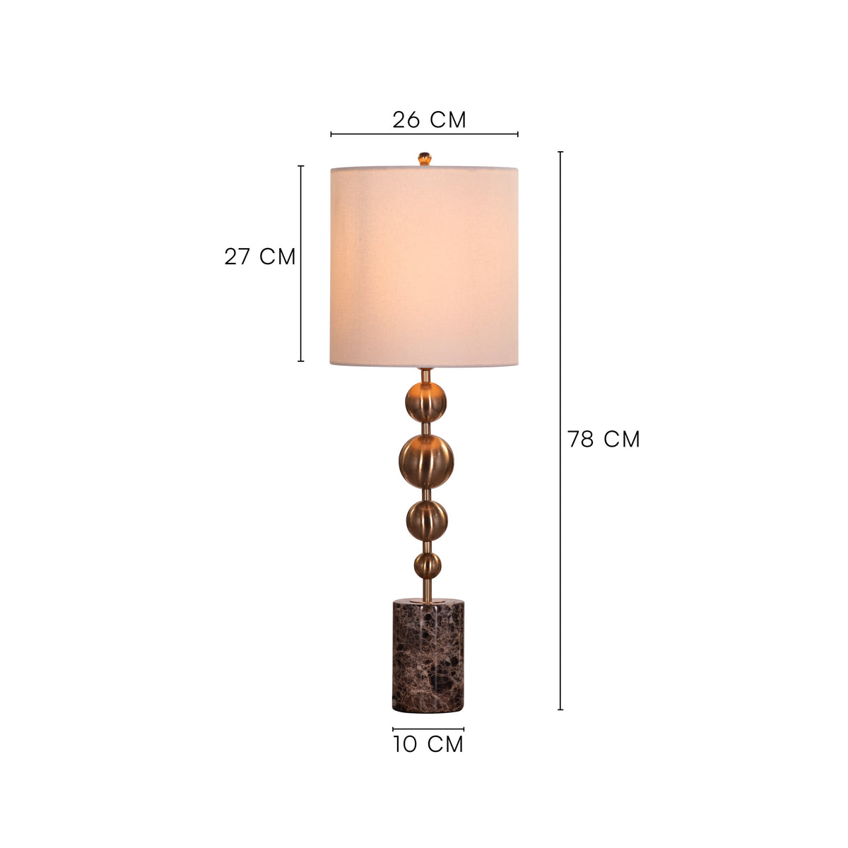White Teak Hard to Handle Marble Table Lamp Gold Brown and White