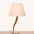 White Teak Sunpetal Fabric Table Lamp Gold and Off-White