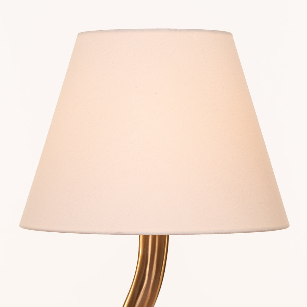 White Teak Sunpetal Fabric Table Lamp Gold and Off-White