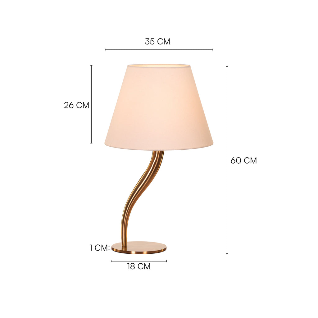 White Teak Sunpetal Fabric Table Lamp Gold and Off-White