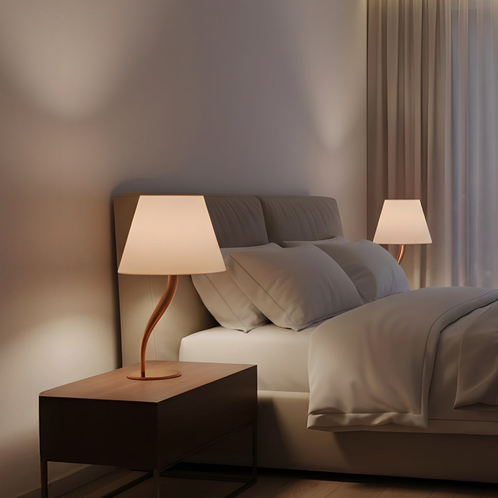 White Teak Sunpetal Fabric Table Lamp Gold and Off-White