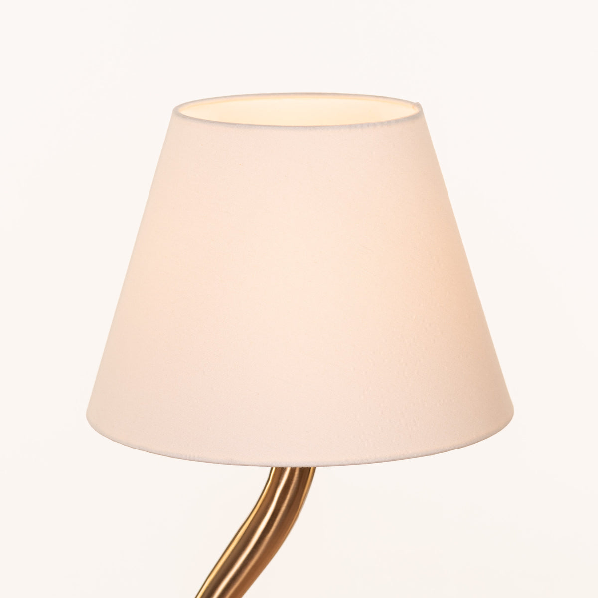 White Teak Sunpetal Fabric Table Lamp Gold and Off-White