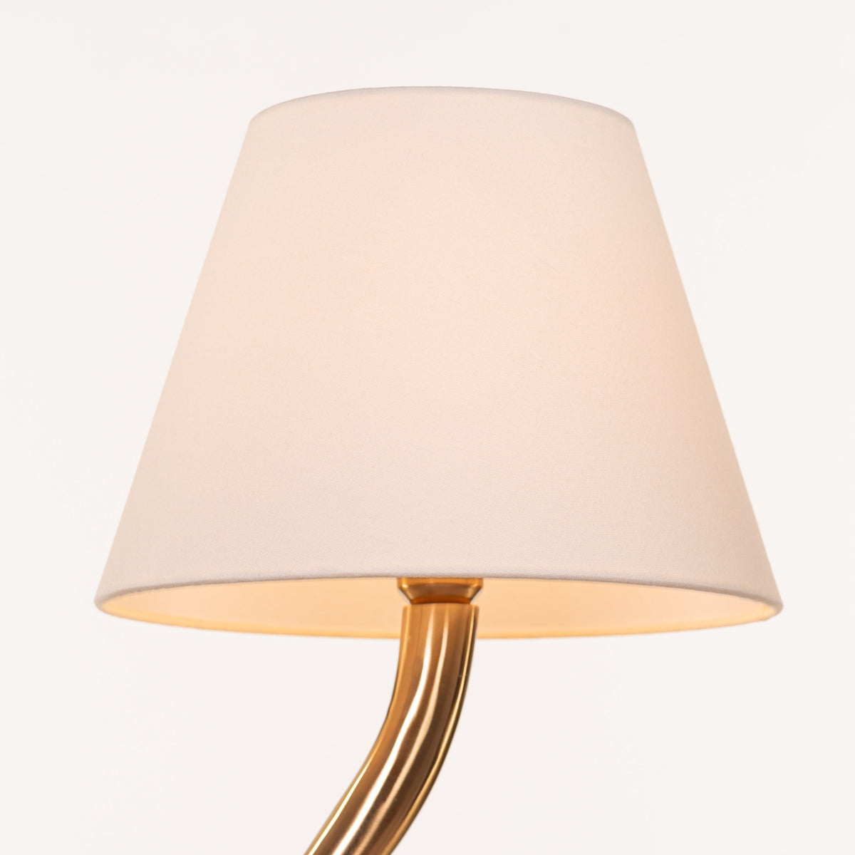 White Teak Sunpetal Fabric Table Lamp Gold and Off-White